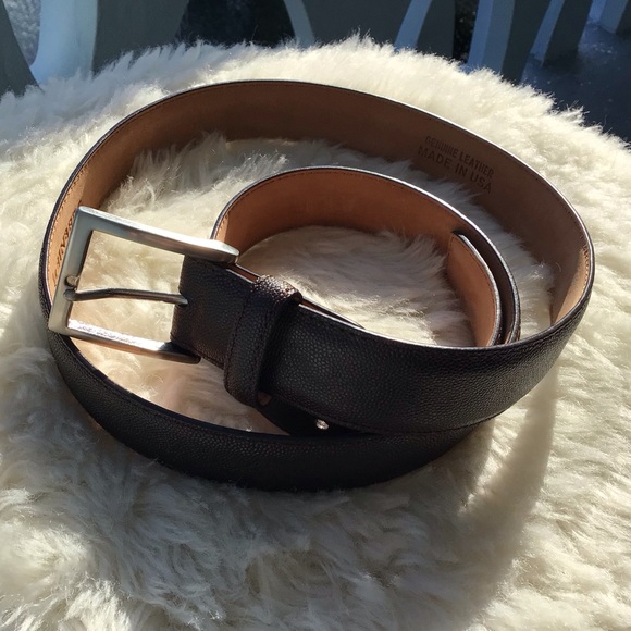 W. Kleinberg Exotic Karung Pebbled Leather Men’s Dress Belt with Nickel Buckle - Picture 13 of 16